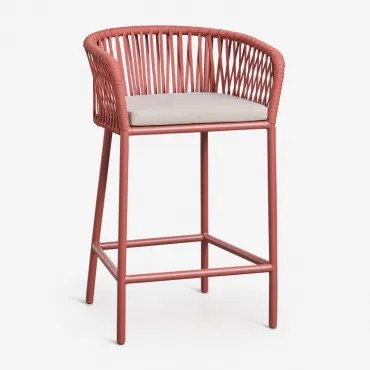 Set Van 4 Hoge Krukken Met Armleuningen In Gevlochten Touw Arhiza Terracota & ↑65 Cm - Sklum