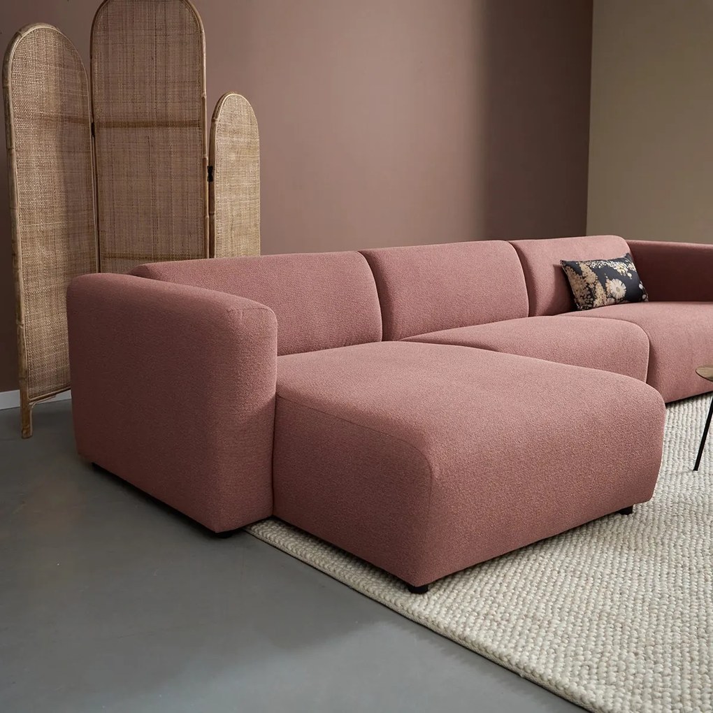 Hoekbank Met Chaise Longue Links Terracotta Roze