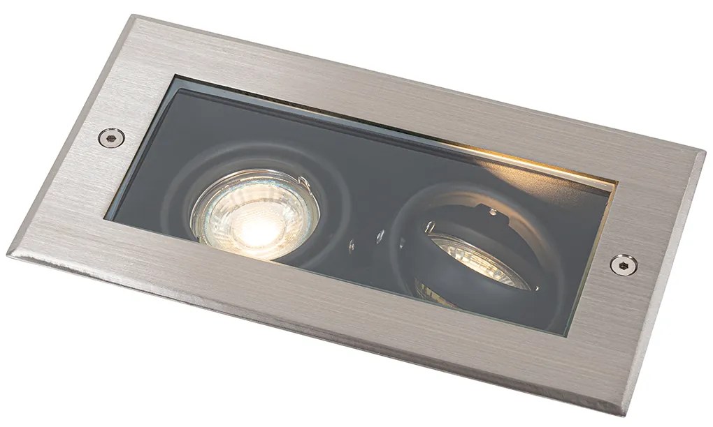 Moderne grondspot staal 2-lichts verstelbaar IP65 - Oneon