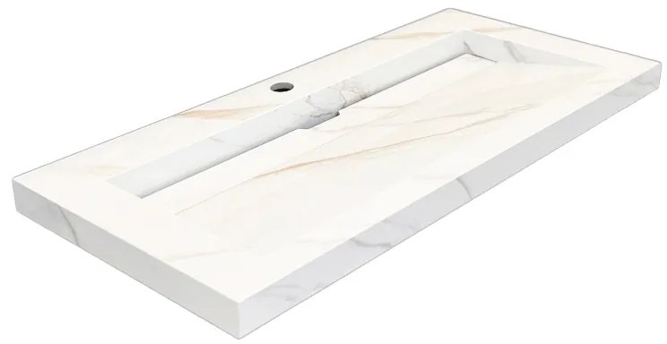 Lambini Designs Quri keramische wastafel 100cm marmer met 1 kraangat