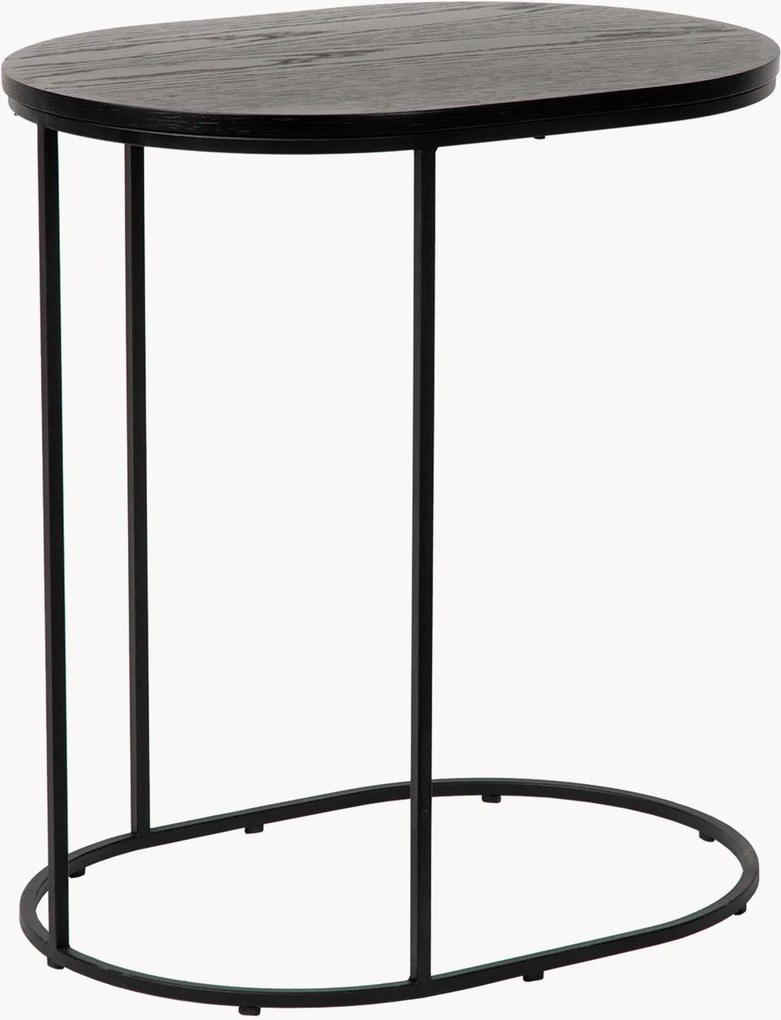 Ovale bijzettafel Olec met houten tafelblad