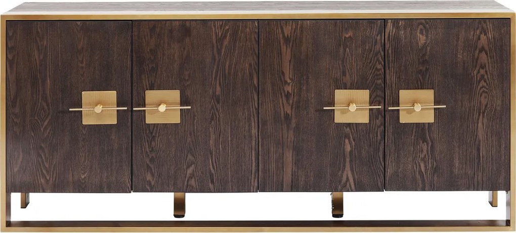Dressoir Messing En Donker Hout - 180x40x80cm.