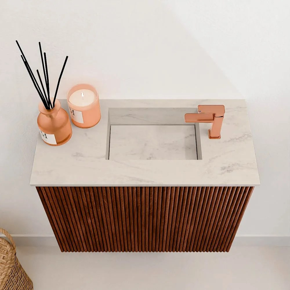 Mondiaz Joya DLux 50cm toiletmeubel ruby met wastafel faye rechts 1 kraangat opalo