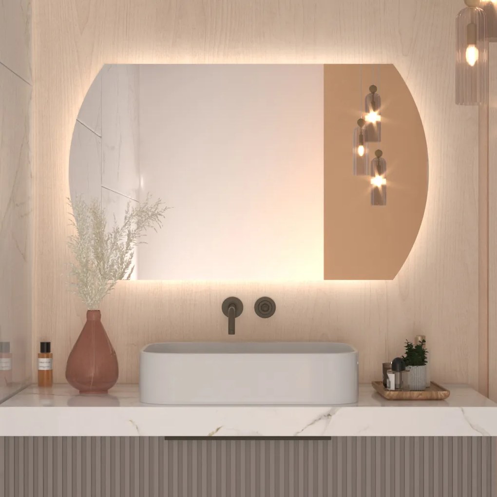 Atypische badkamerspiegel met LED verlichting A4