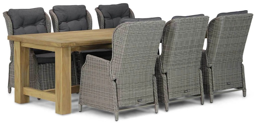 Tuinset 6 personen 260 cm Wicker Grijs Garden Collections Edingburgh/Fourmile