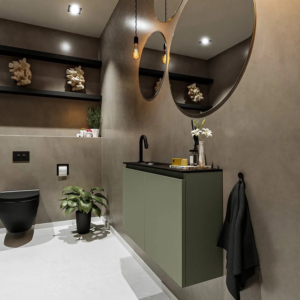 Mondiaz Ture 80cm toiletmeubel army met wastafel urban links 1 kraangat