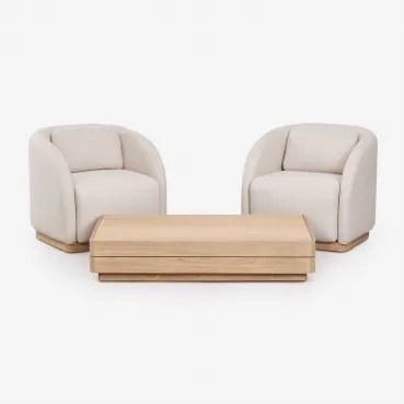 Tuinset Met 2 Fauteuils En Een Rechthoekige Salontafel Van 130x75 Cm In Verona Acaciahout Lichte Acaciekleur - Sklum