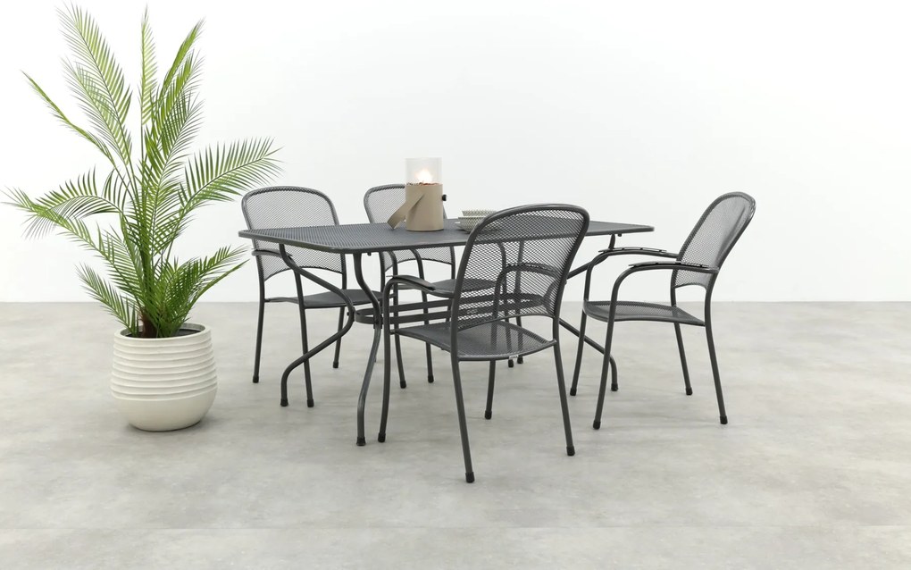 Royal Garden Carlo stapelbare tuinset strekmetaal 160x90 cm.