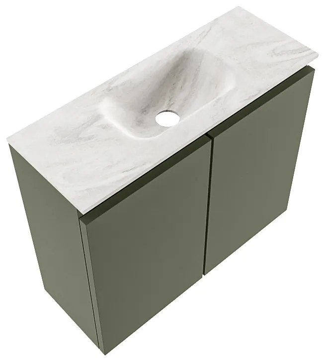 Mondiaz Ture DLux toiletmeubel 60cm army met wastafel ostra midden zonder kraangat