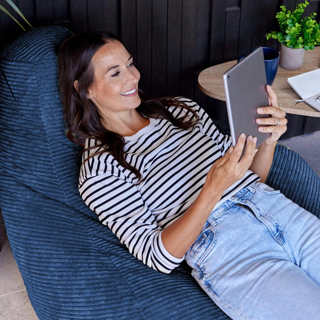 Cloudy Cord Zitzak Stoel - Denim Blauw