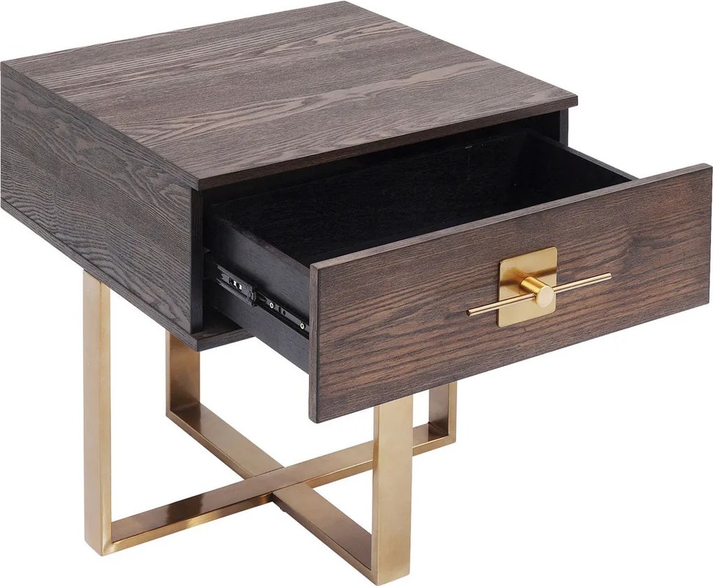 Nachtkastje Hout Met Messing - 55x55x60cm.