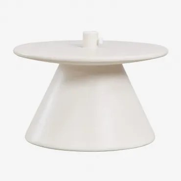 Darwys Ronde Parasolvoet Met Geïntegreerde Tafel Van Beton Wit - Sklum