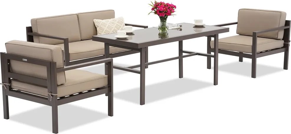 Garden Point Porto Apetito 4 bruine tuinmeubelset