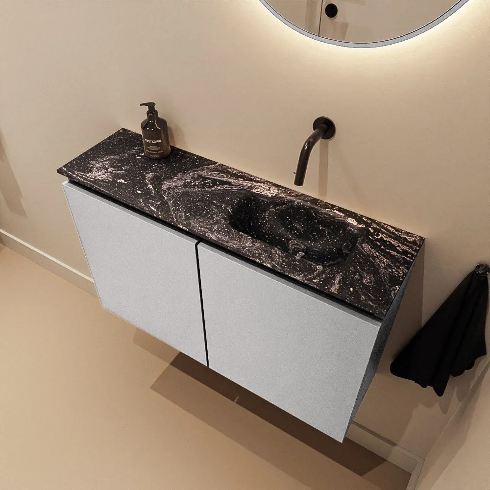 Mondiaz Ture DLux toiletmeubel 80cm plata met wastafel lava rechts zonder kraangat