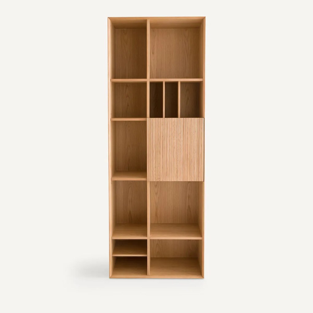 Boekenkast met 1 deur in eiken en fineer, Mikube