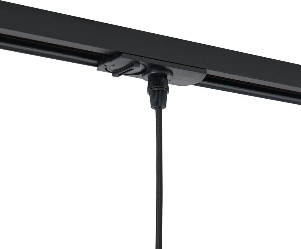 Modern railsysteem zwart met 3 hanglampen brons 1-fase - Iconic Lava