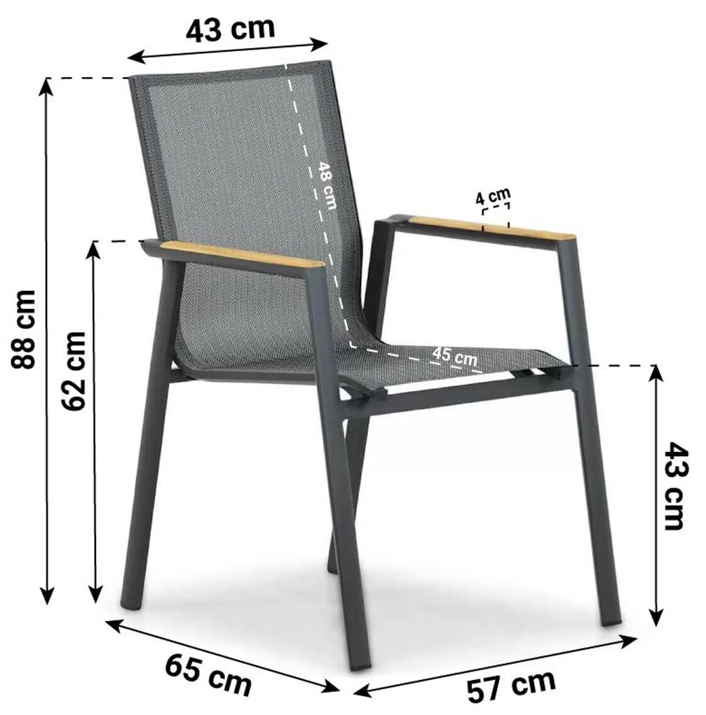 Tuinset 4 personen 180 cm Aluminium/textileen Grijs Lifestyle Garden Furniture Fiora/Valence