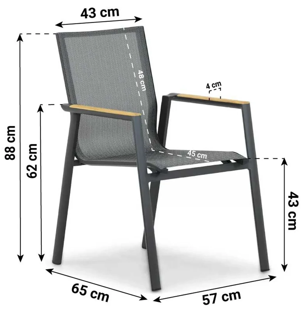 Tuinset 4 personen 181 cm Aluminium/textileen Grijs Lifestyle Garden Furniture Fiora/Palermo