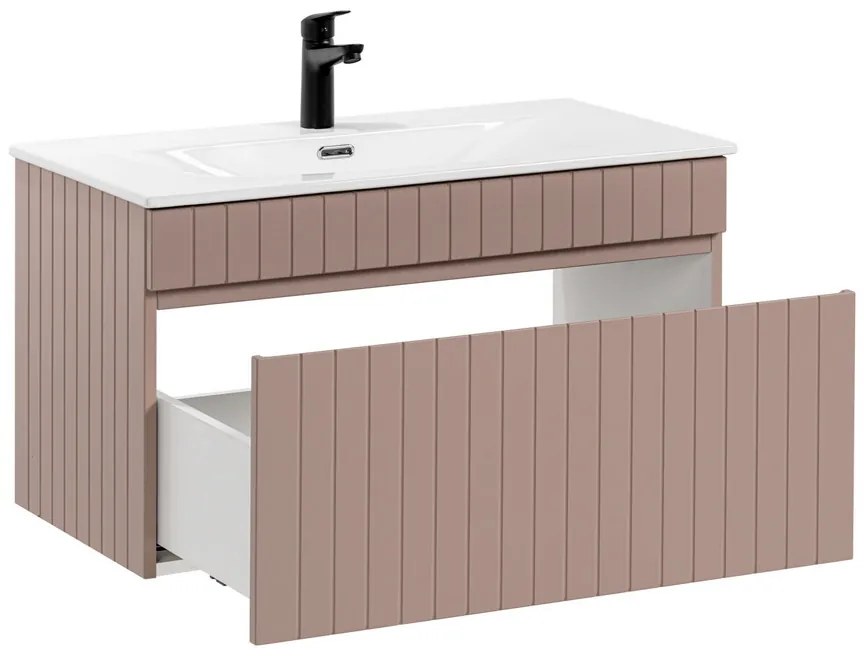 Comad Iconic Rose badkamermeubel 80cm met witte wastafel 1 kraangat roze
