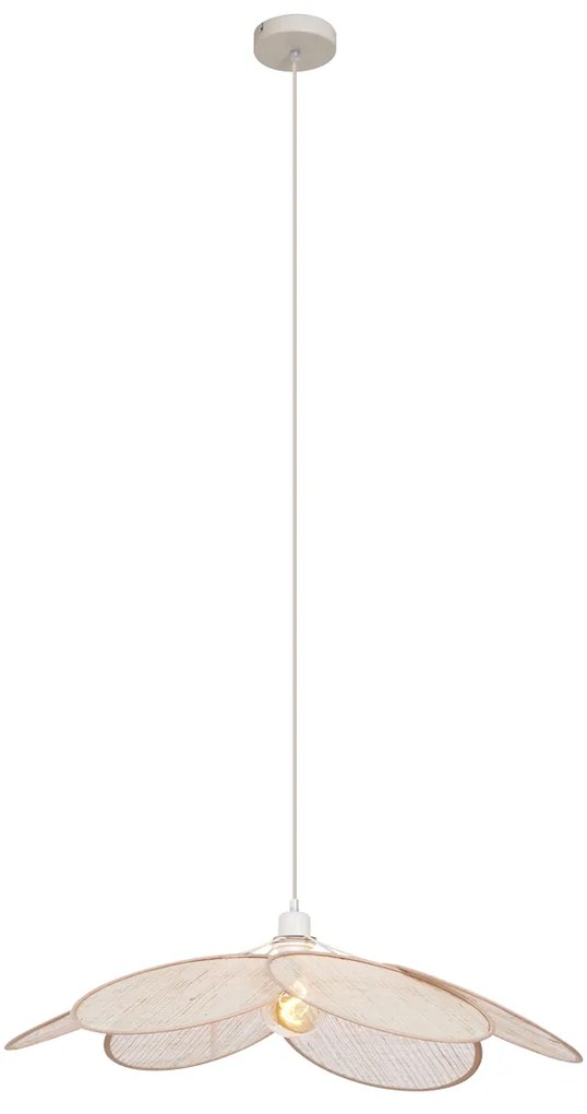 Eettafel / Eetkamer Japandi hanglamp crème met linnen kap - AishaJapandi E27 Scandinavisch Binnenverlichting Lamp