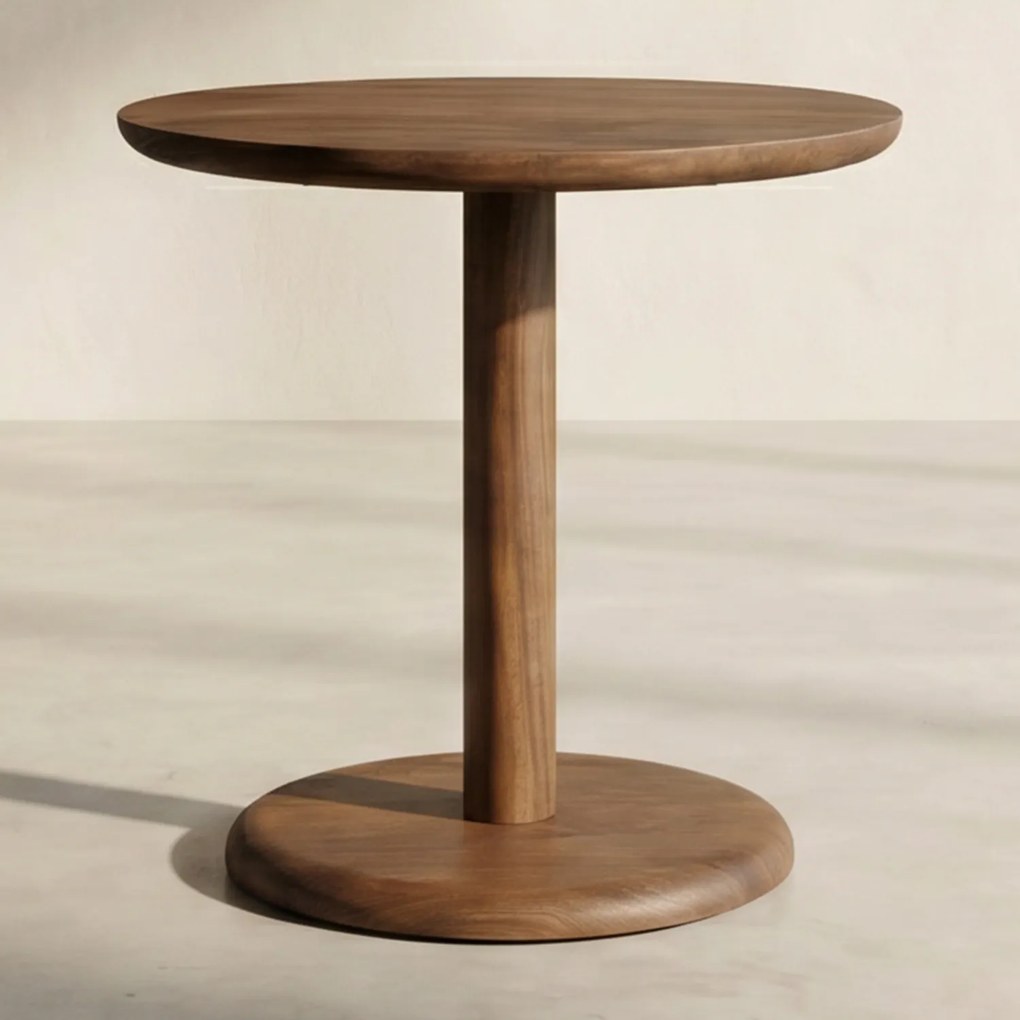 Bistro Eettafel Rond Walnoot - 70 X 70cm.