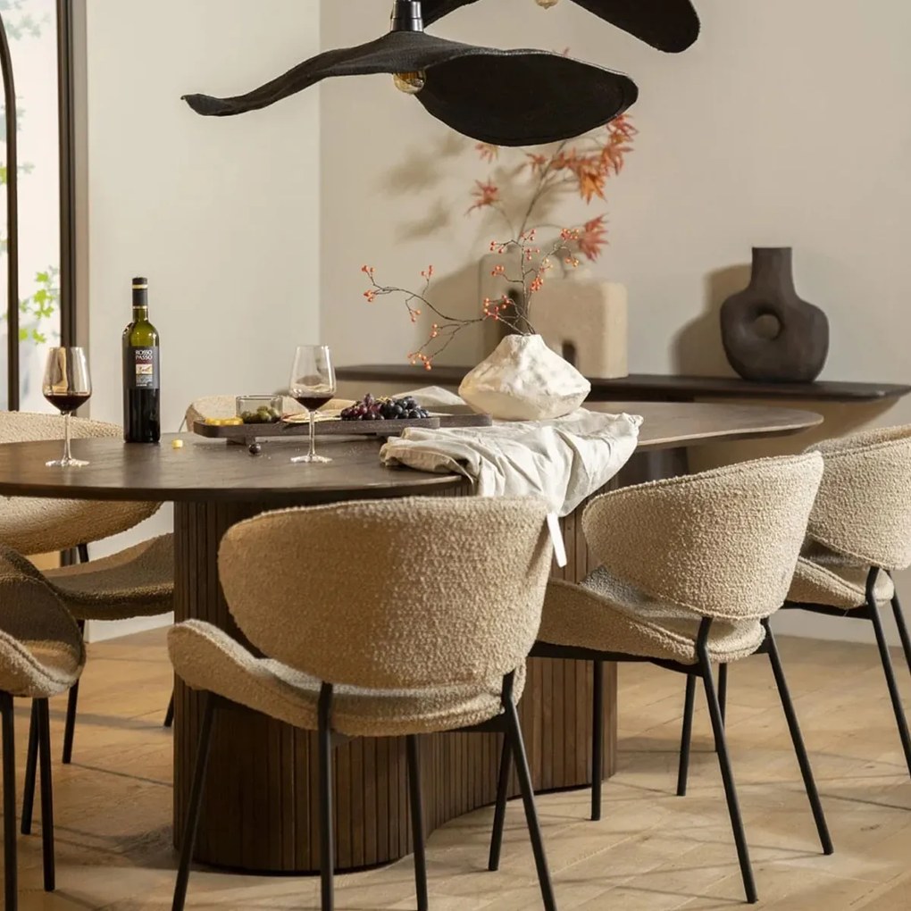 Organische Vorm Eettafel Donkerbruin 200 Cm - 200 X 110cm.