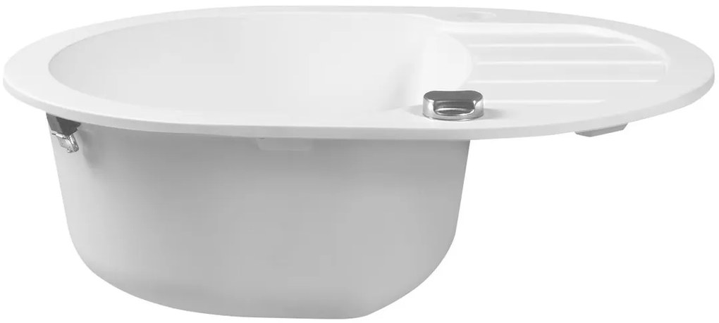 Sapho spoelbak 61x46,5cm met kraangat wit graniet