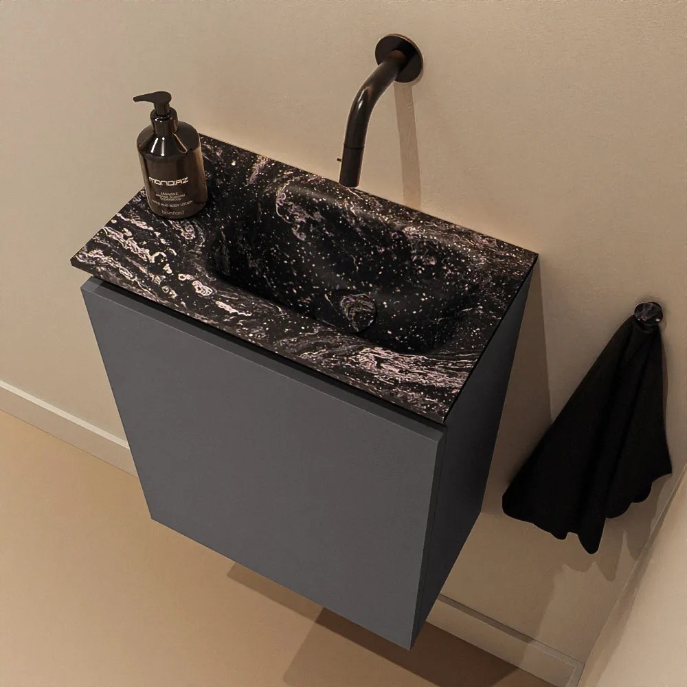 Mondiaz Ture DLux toiletmeubel 40cm dark grey met wastafel lava rechts zonder kraangat