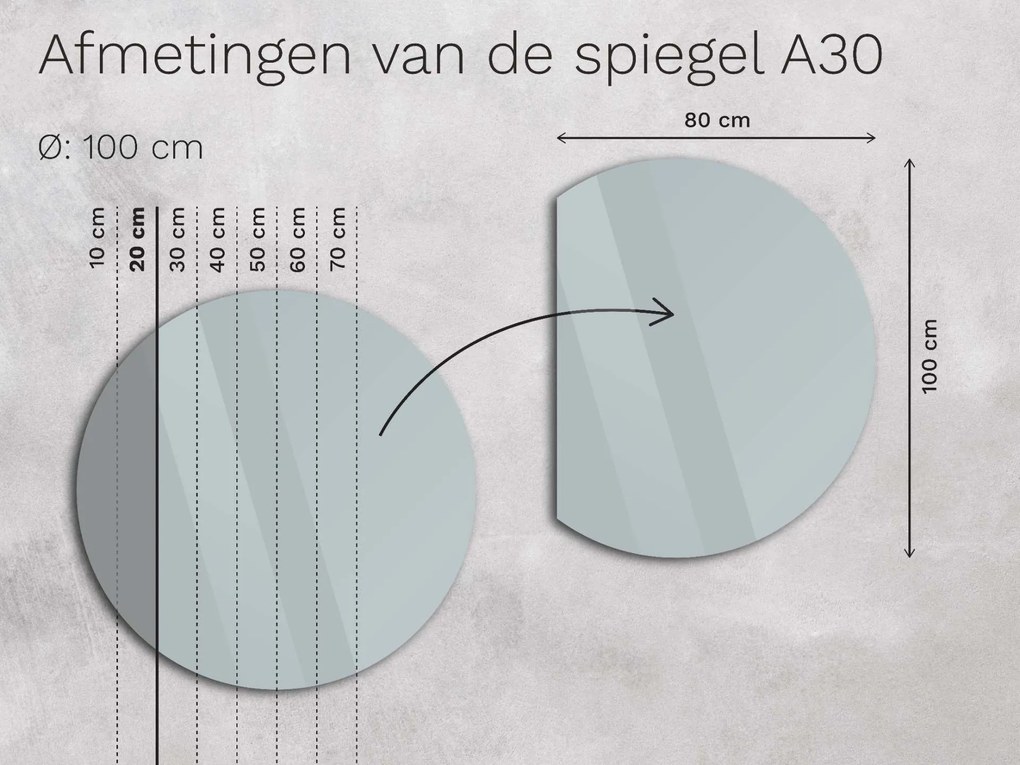 Atypische badkamerspiegel met LED verlichting A30