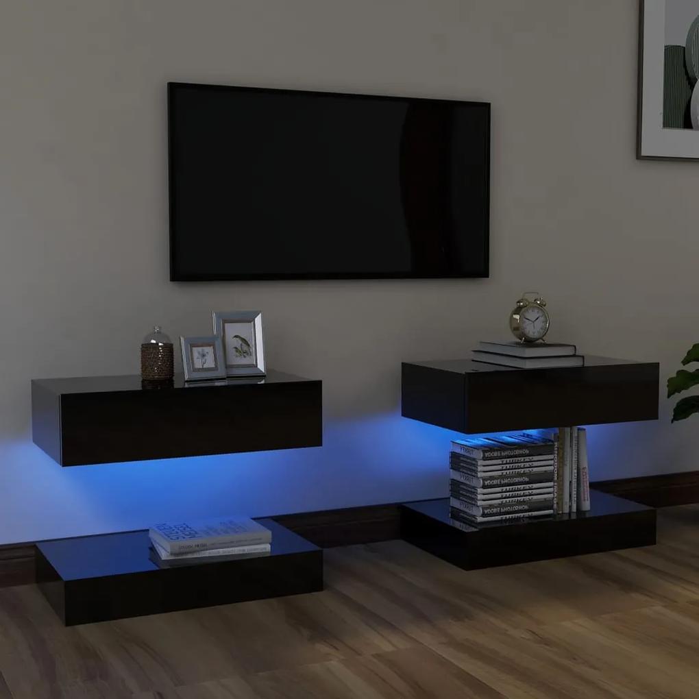 vidaXL Tv-meubelen 2 st met LED-verlichting 60x35 cm hoogglans zwart