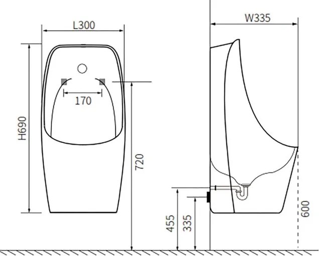 Sanigoods Nivora urinoir wit glans