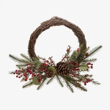 Decoratieve Kerstkrans Van Riet Met Dennenappels Gryla Bruin – Chocolade - Sklum