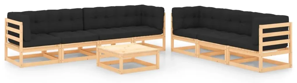 vidaXL 8-delige Loungeset met kussens massief grenenhout