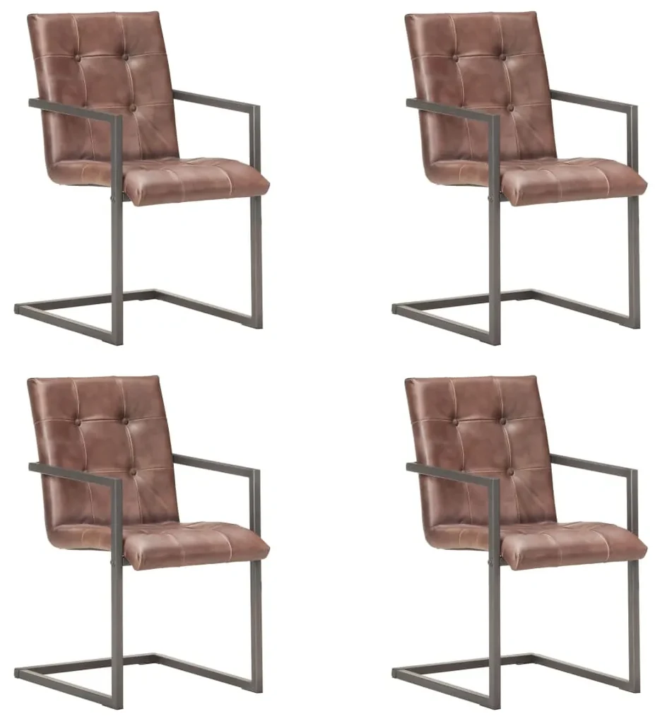 vidaXL Eetkamerstoelen 4 st echt leer verweerd bruin
