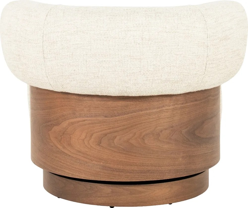 Fauteuil Met Hout Draaibaar Beige