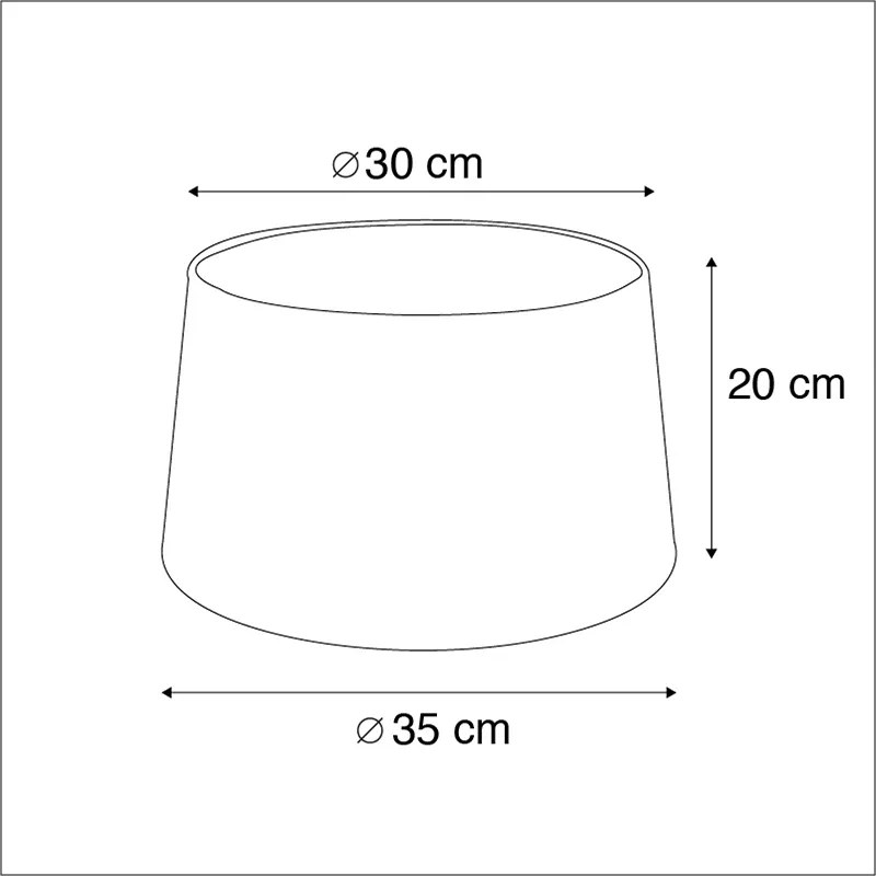 Katoenen lampenkap zwart 35/30/20 met gouden binnenkant