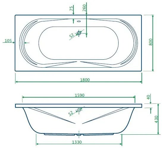 Best Design Schuit bad 180x80x43cm