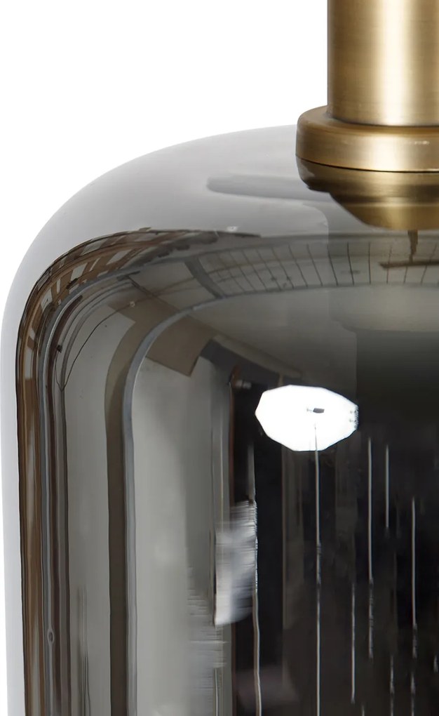 Hanglamp zwart met goud en smoke glas incl. 4 PUCC - Zuzanna