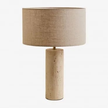 Bolgar Tafellamp Van Travertijn Beige – Linnen - Sklum