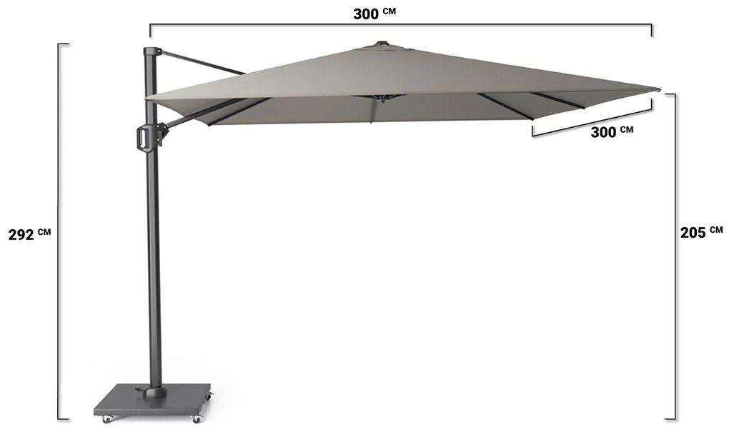 Platinum Challenger Zweefparasol Xm T Premium (excl. Voet) Aluminium Grijs