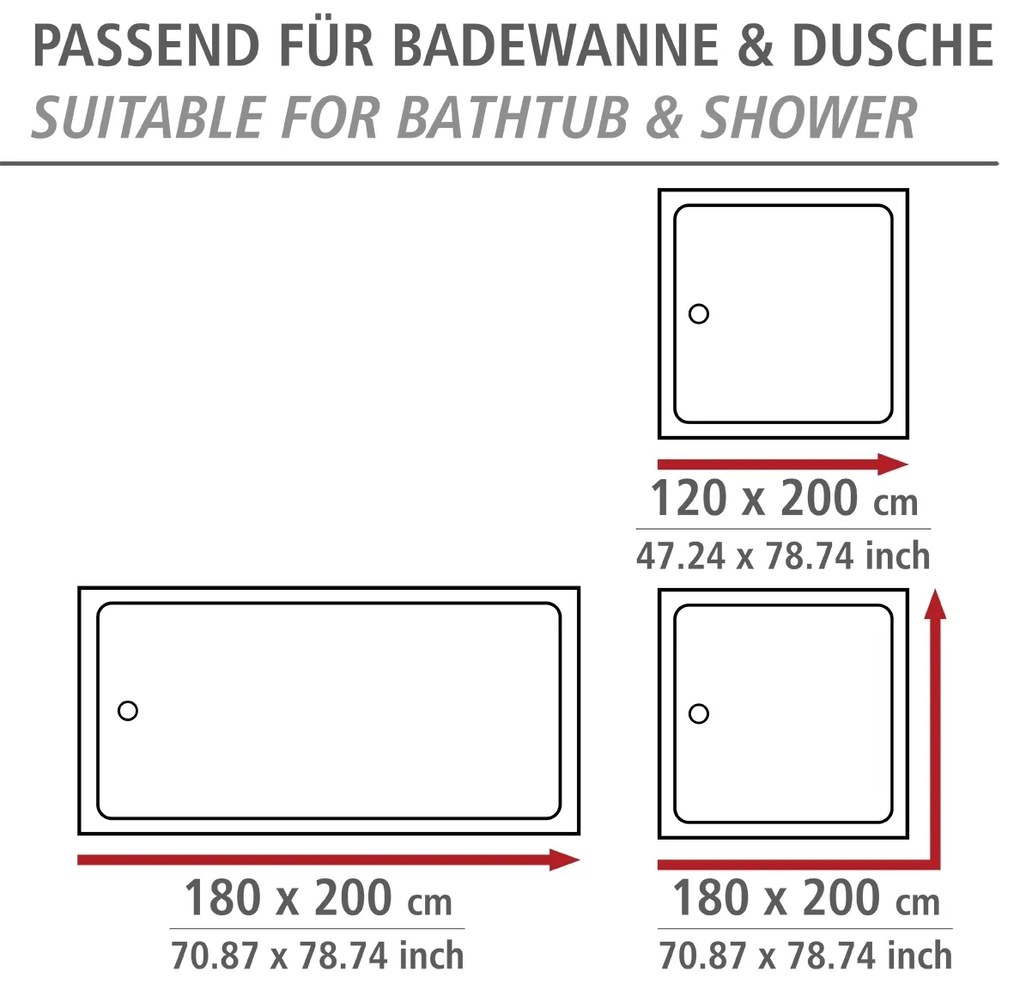 Wenko douchegordijn 180x200cm Cat inclusief ringen