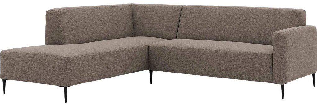 Goossens  Key West bruin, stof, 2,5-zits, modern design met ligelement links