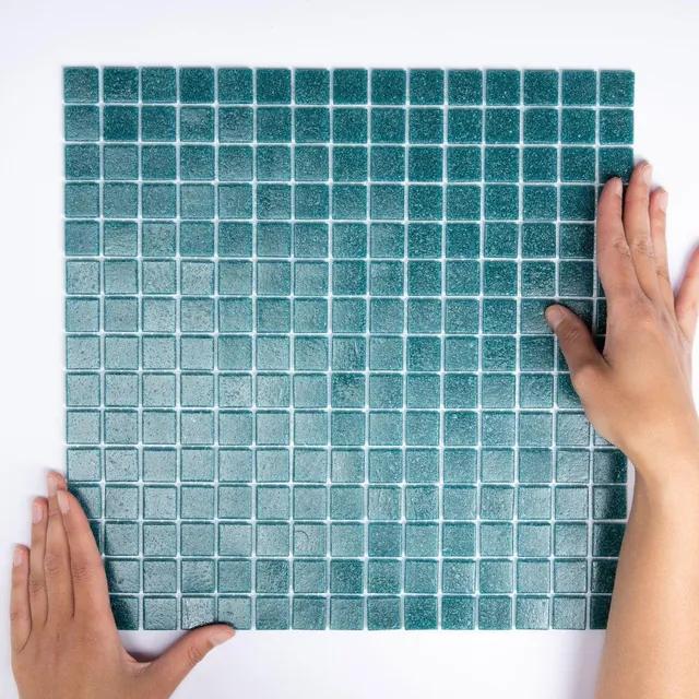 The Mosaic Factory Amsterdam mozaïektegel - 32.2x32.2cm - wand en vloertegel - Vierkant - Glas Blue / Green Mat GM25