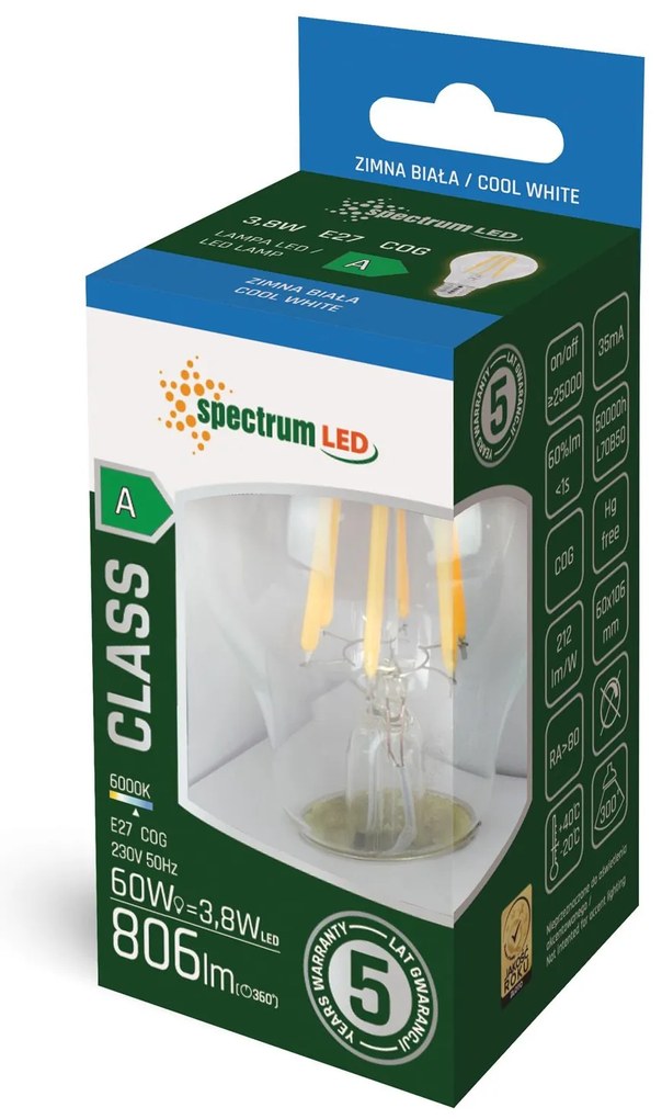 LED lamp GLS COG koud E-27 3,8W WOJ+14641
