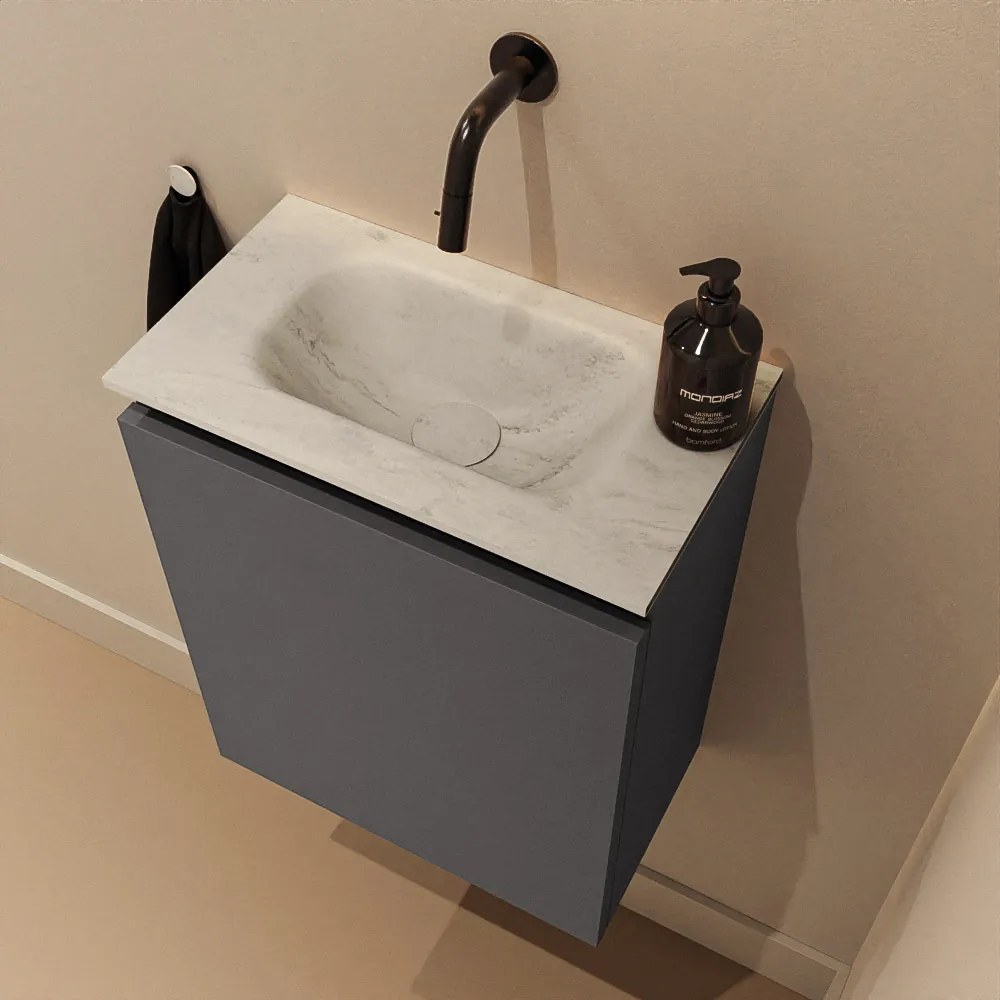 Mondiaz Ture DLux toiletmeubel 40cm dark grey met wastafel opalo midden zonder kraangat