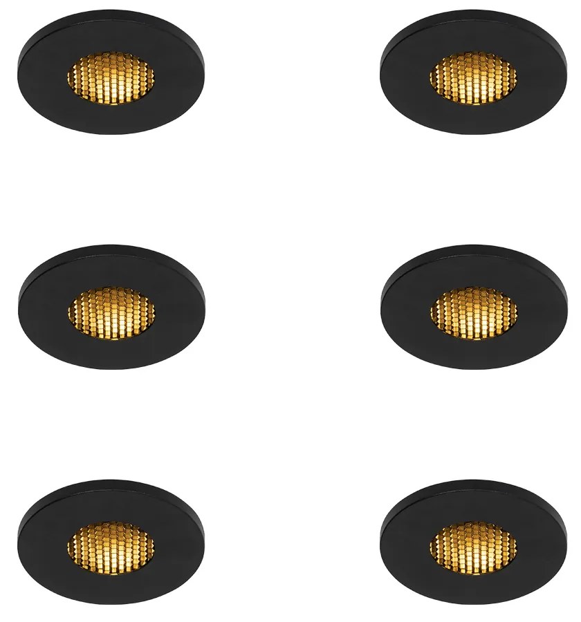 Set van 6 Moderne badkamer inbouwspot zwart IP54 - Shed Honey