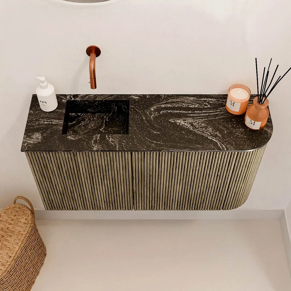 Mondiaz Joya DLux 80cm toiletmeubel ronding rechts dusk met wastafel faye links zonder kraangat lava