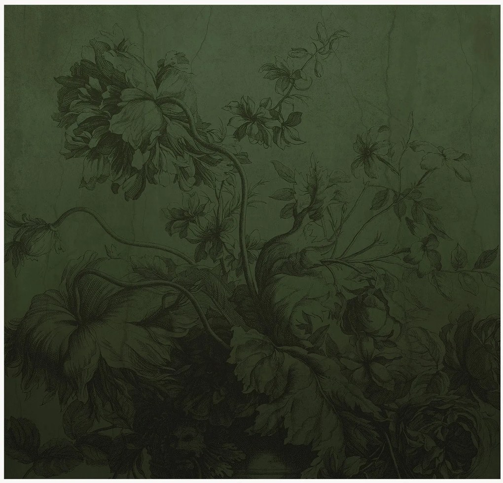 Behang Gradient Flowers groen