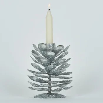 Kerst decoraties Wit Bizzotto  P.CANDELA 1P PINEAL ARGENTO H10