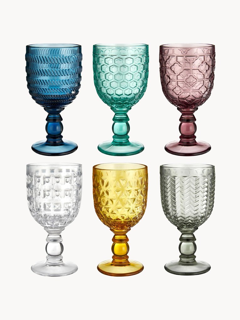Wijnglazen Geometrie met reliëfpatroon, 6-delig